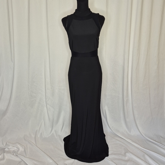 Betsy & Adam Mock Neck Mesh Illusion Gown - Size 10 - Picture 4 of 13